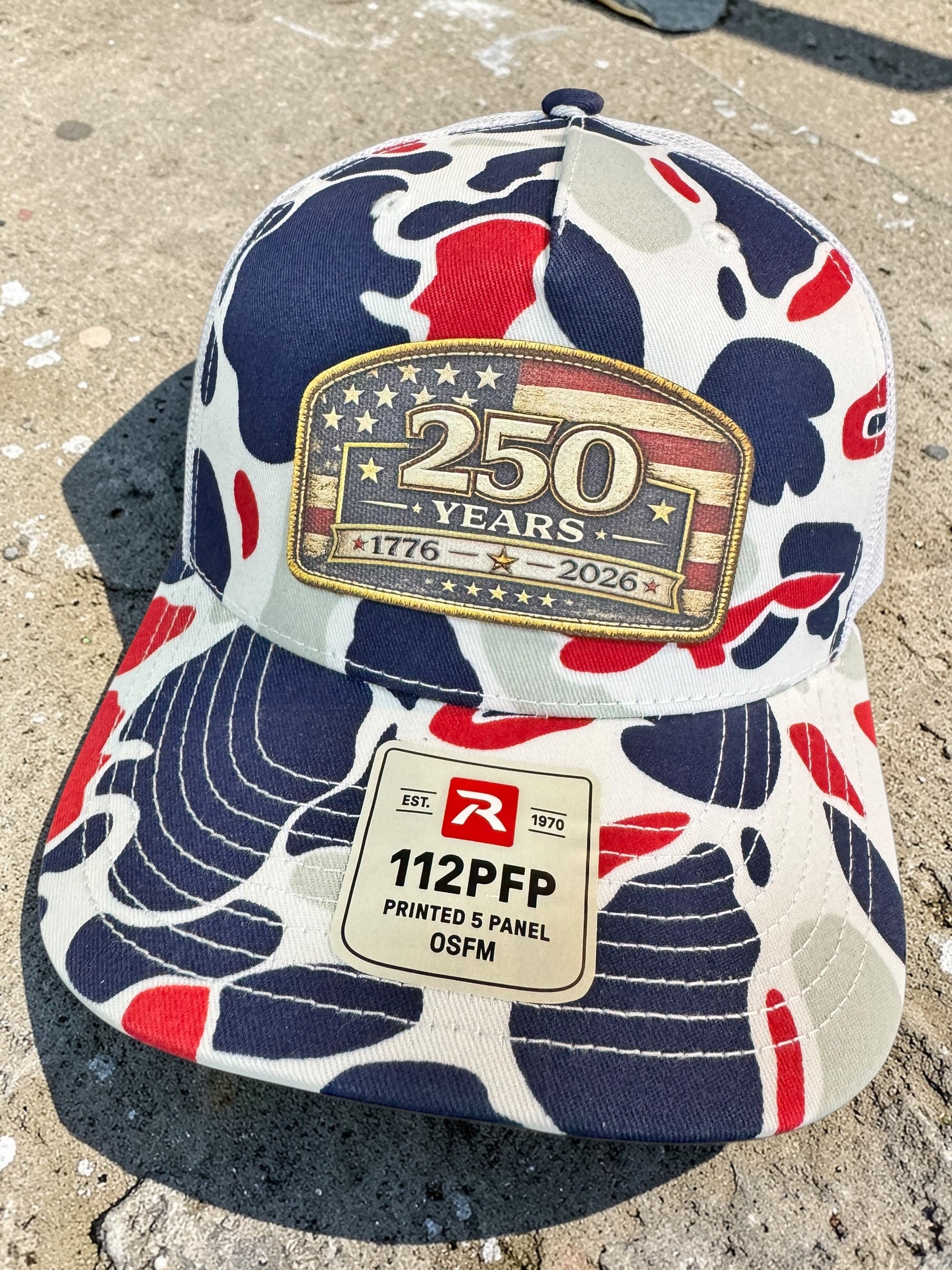 America 250 Custom Patch Hats | Textured UV Printed ProWeave Leatherette Patches