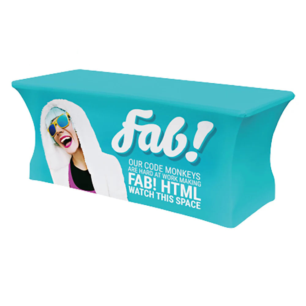 Premium Stretch Table Cover – Full-Color Dye Sublimation (6' & 8')