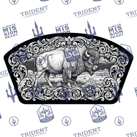 Floral Scroll Bison Patch Design