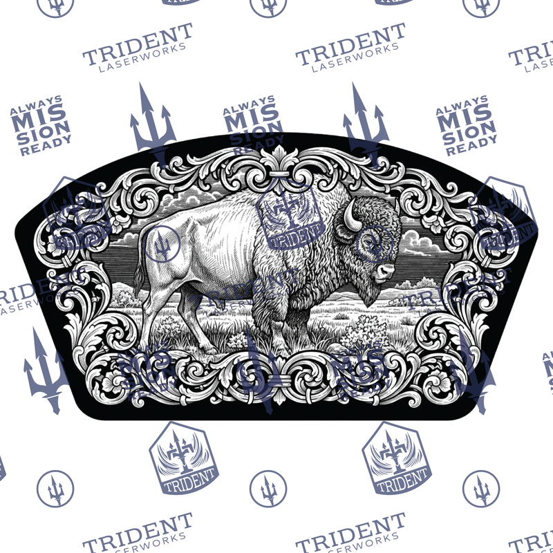 Floral Scroll Bison Patch Design