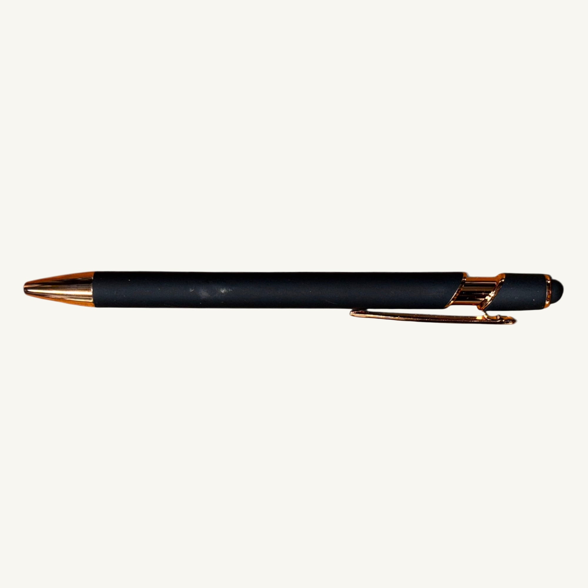 Black Soft Touch Pen with Rose Gold Trim