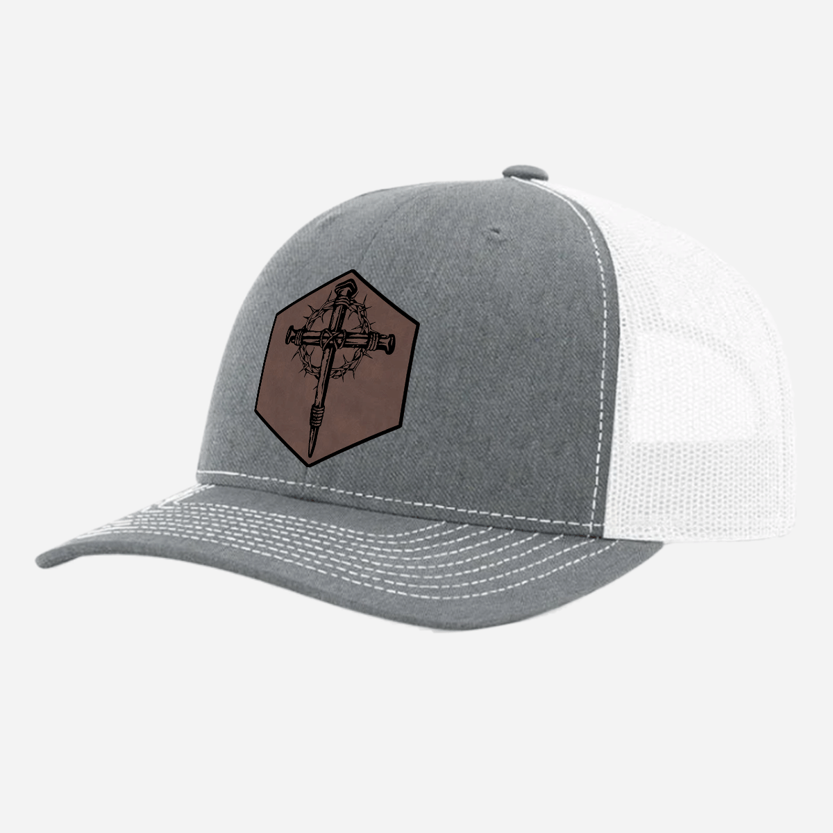Cross & Crown of Thorns Leatherette Patch Hat