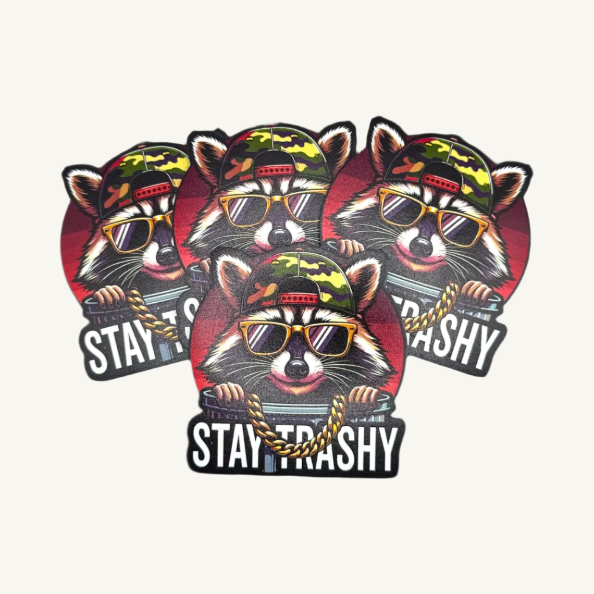 Stay Trashy Racoon UV Printed Leatherette Patches