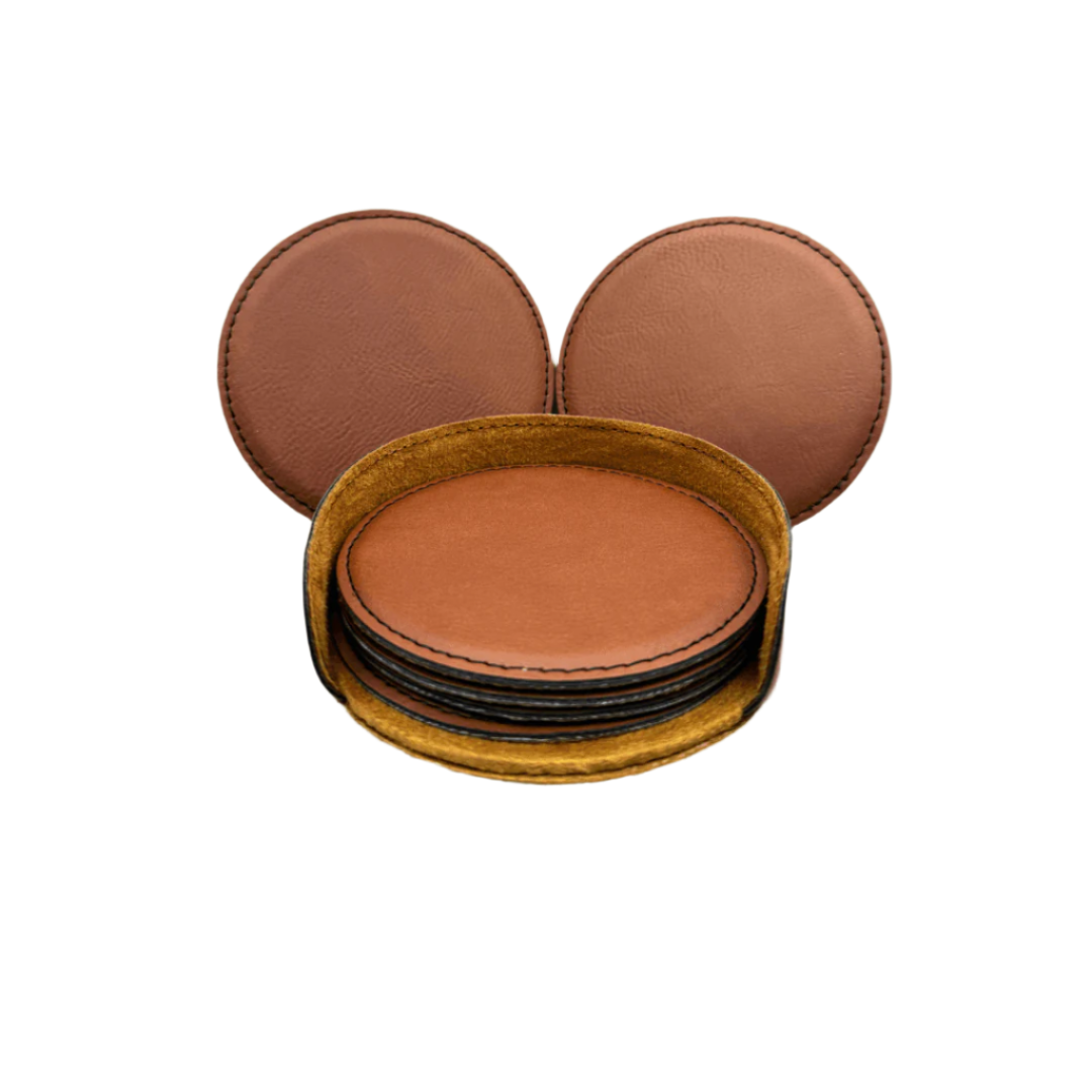 Branded Leatherette Coasters - Trident LaserWorks