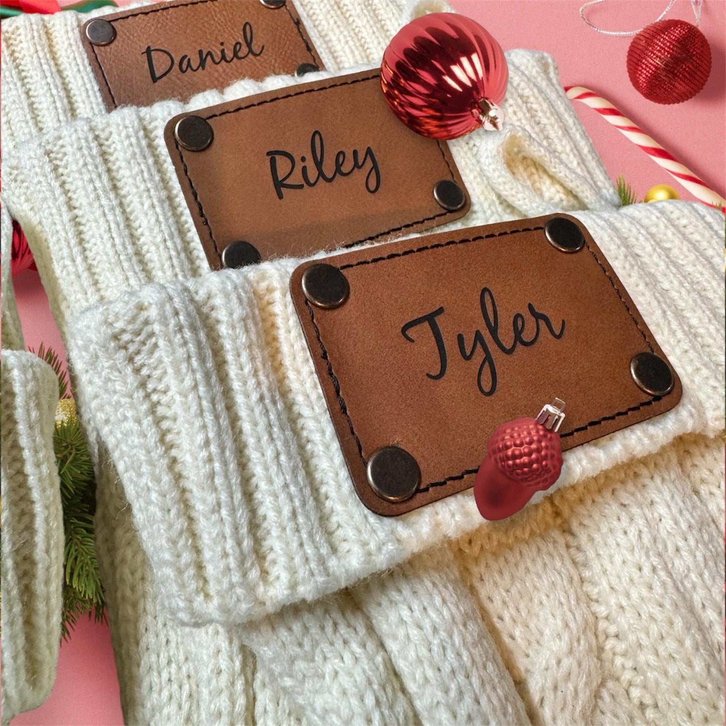 Leatherette Patch Christmas Stockings - Trident LaserWorks