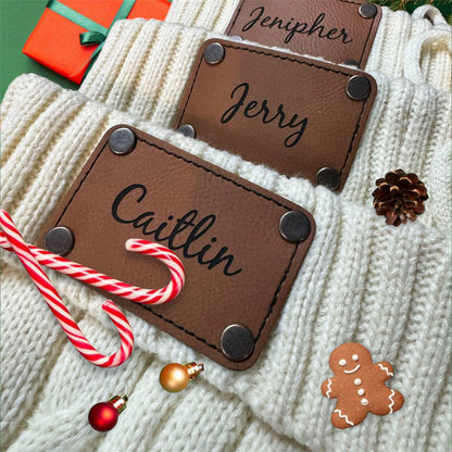 Leatherette Patch Christmas Stockings - Trident LaserWorks