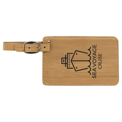 Laser engraved leatherette luggage tags