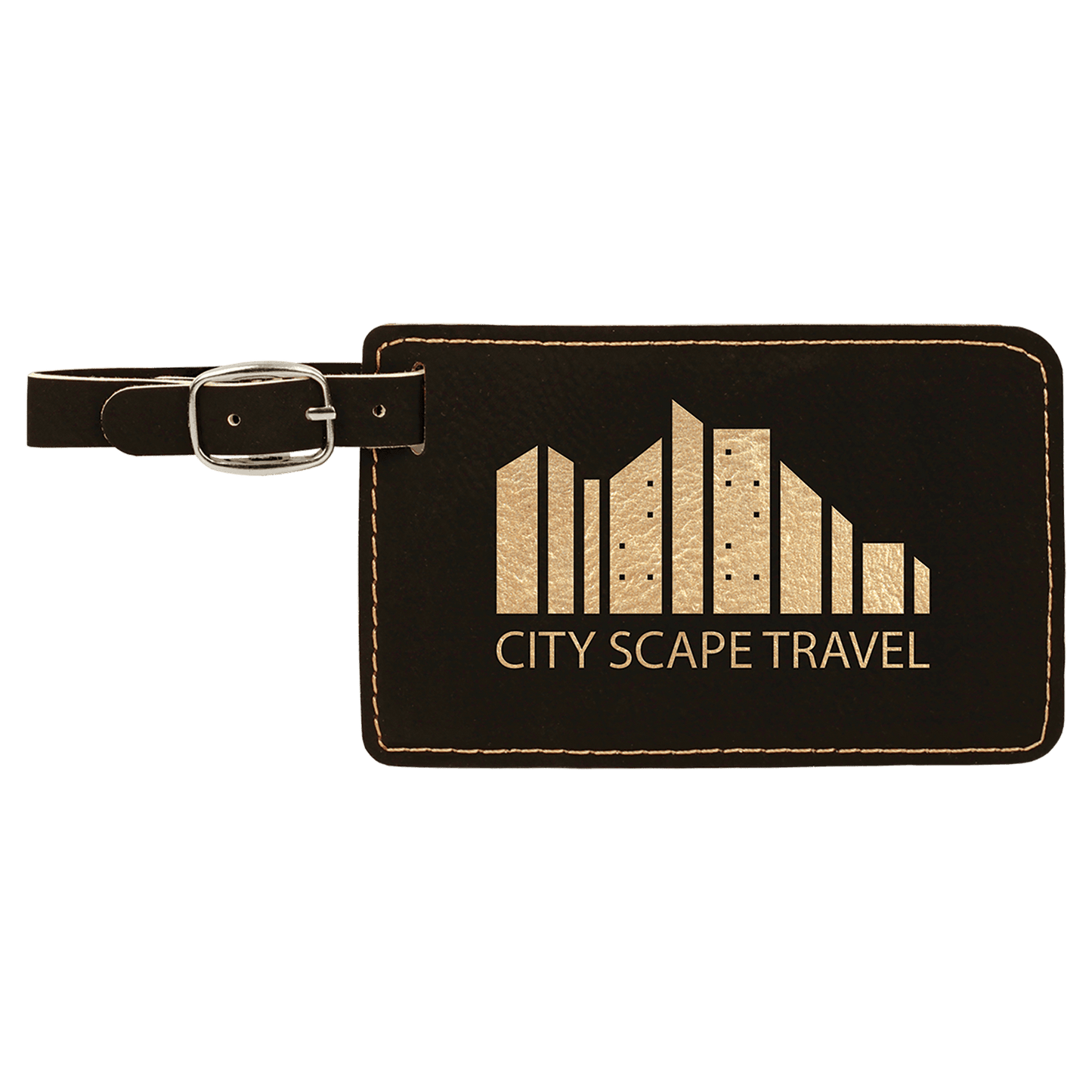 Laser engraved leatherette luggage tags