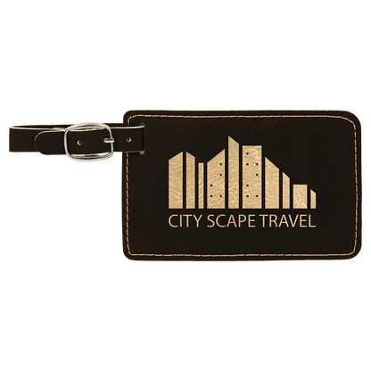 Laser engraved leatherette luggage tags