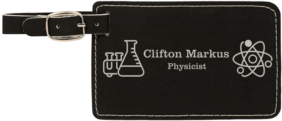 Laser engraved leatherette luggage tags