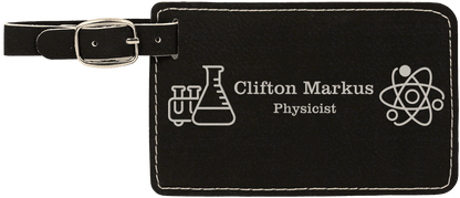 Laser engraved leatherette luggage tags