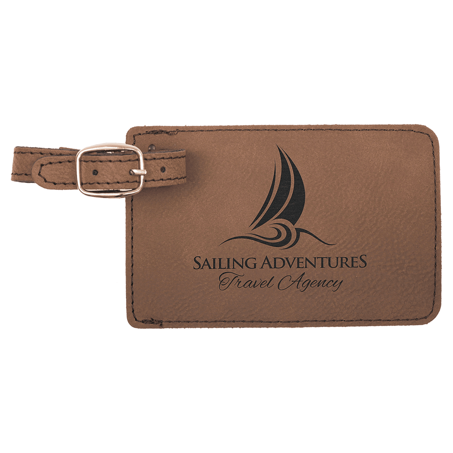 Laser engraved leatherette luggage tags