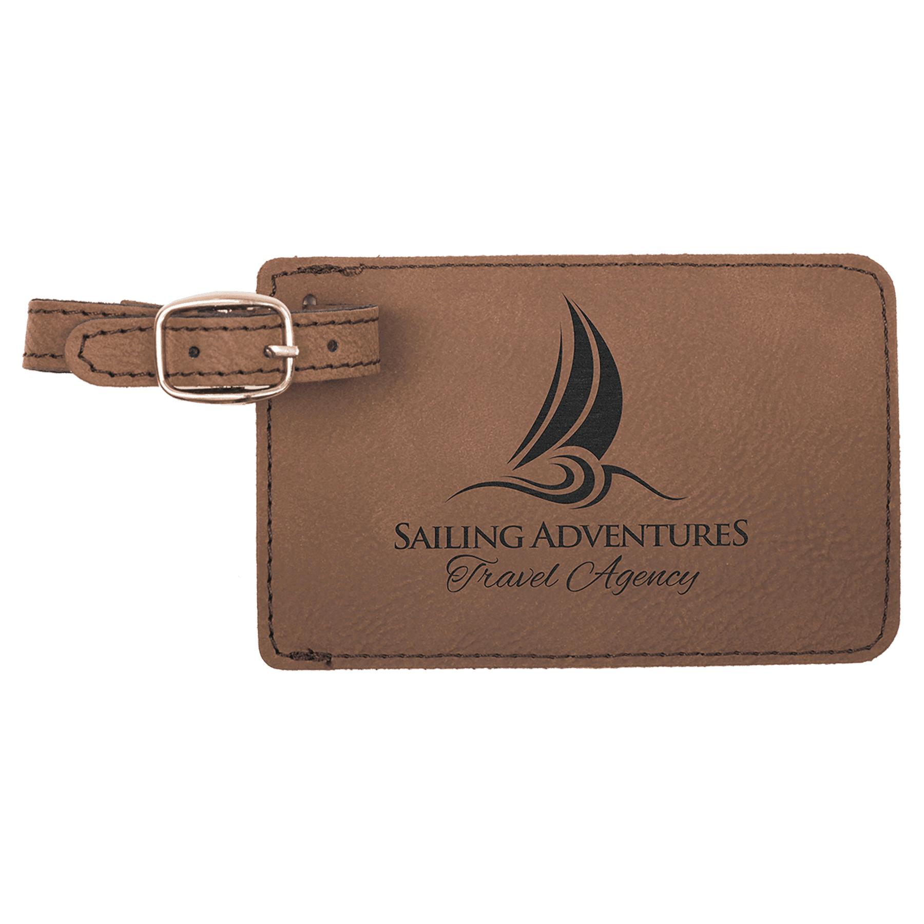 Laser engraved leatherette luggage tags