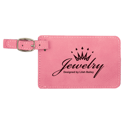Laser engraved leatherette luggage tags