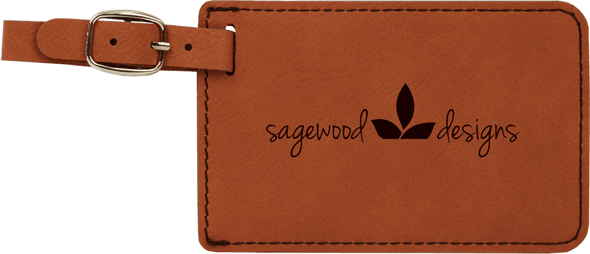 Laser engraved leatherette luggage tags
