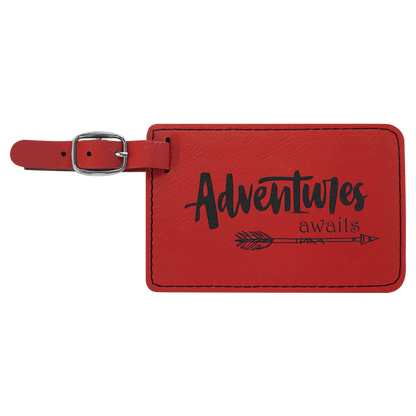Laser engraved leatherette luggage tags