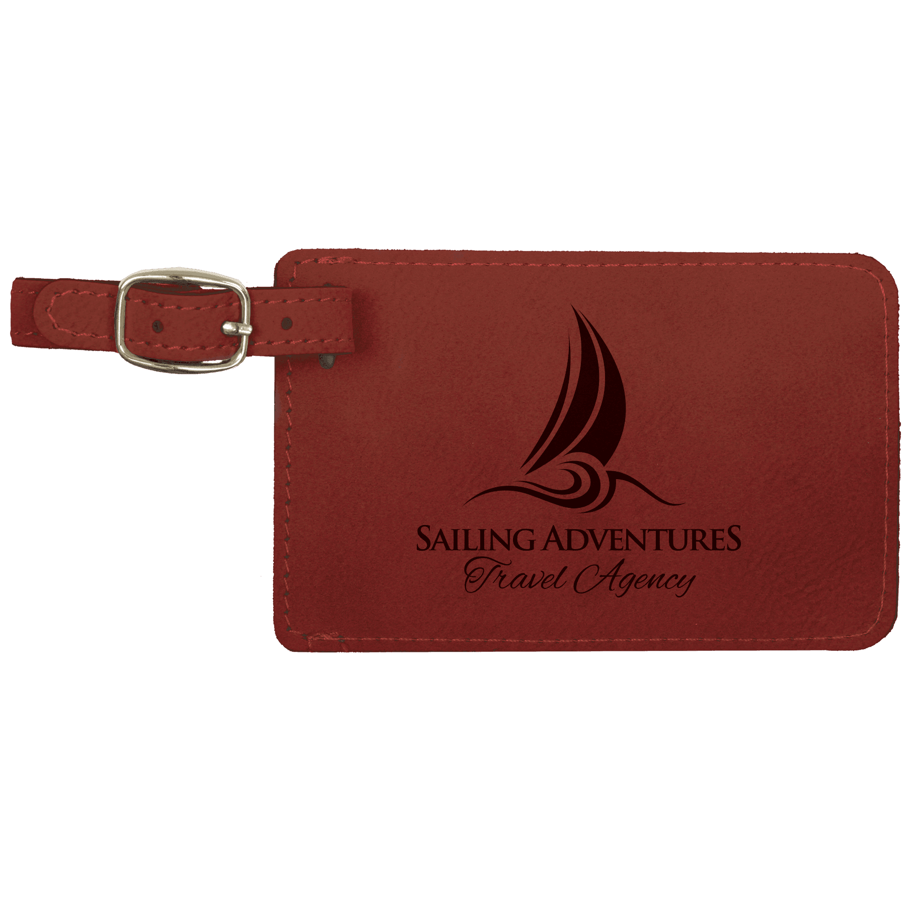 Laser engraved leatherette luggage tags