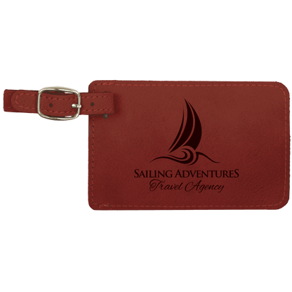 Laser engraved leatherette luggage tags