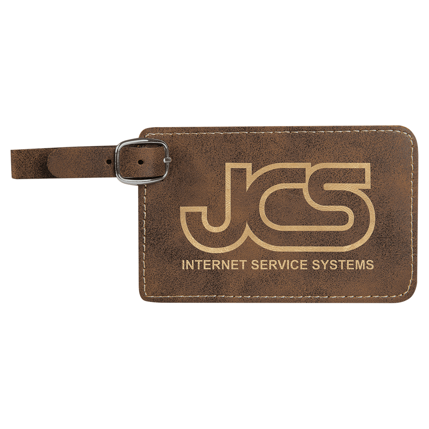 Laser engraved leatherette luggage tags