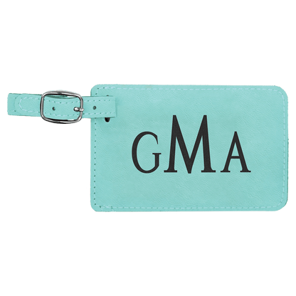 Laser engraved leatherette luggage tags