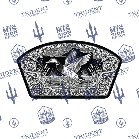 Floral Scroll Mallard Duck Patch Design