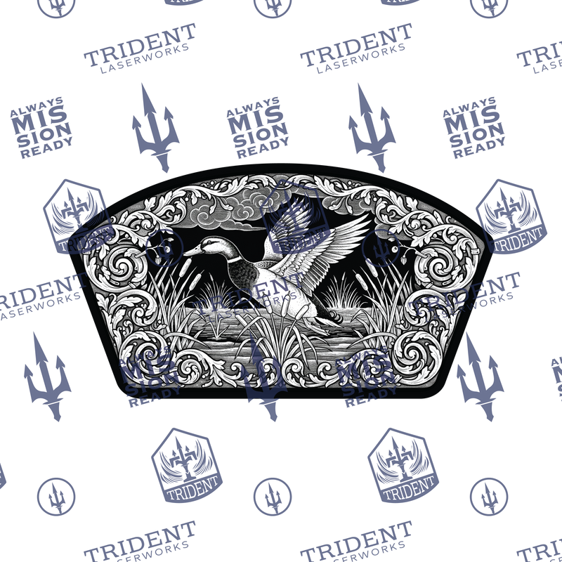 Floral Scroll Mallard Duck Patch Design