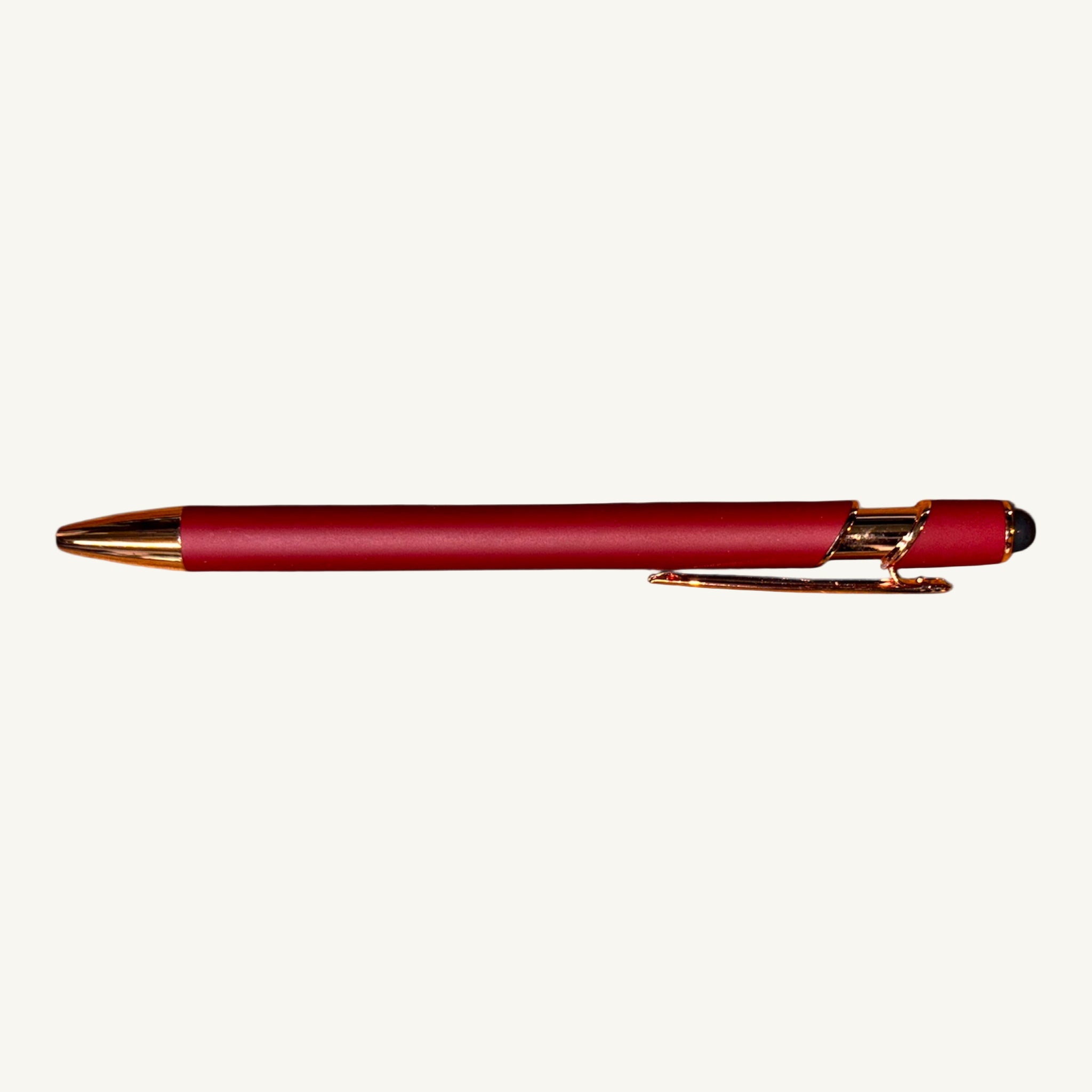 Maroon Soft Touch Pen with Rose Gold Trim