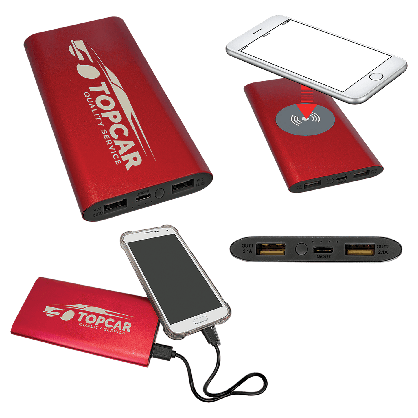 8000 mAh Power Bank & Wireless Anodized Aluminum Charger (Set of 5)