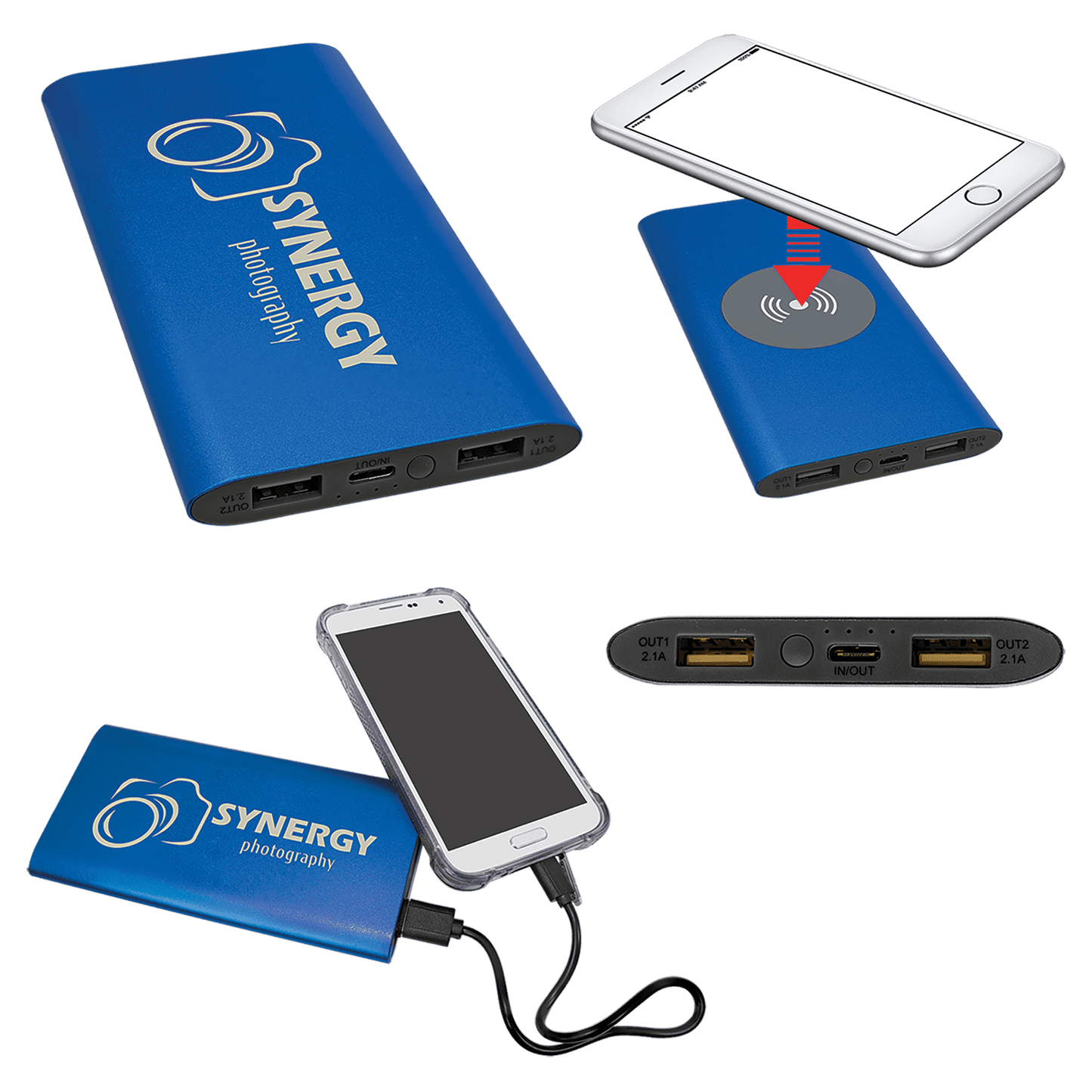 8000 mAh Power Bank & Wireless Anodized Aluminum Charger (Set of 5)