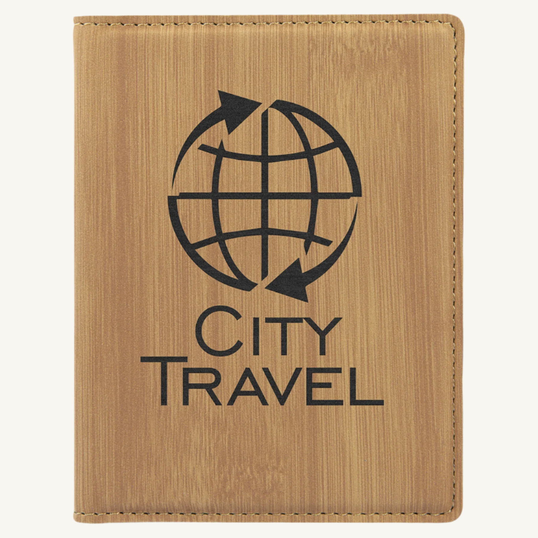 Laser engraved leatherette passport holder