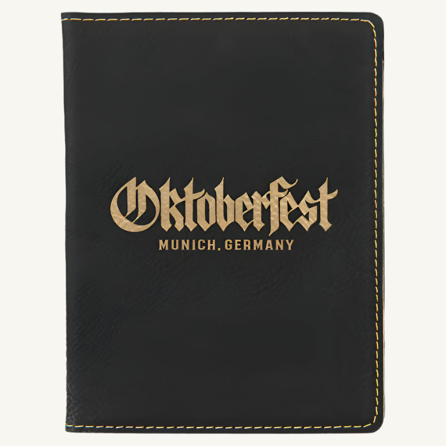 Laser engraved leatherette passport holder