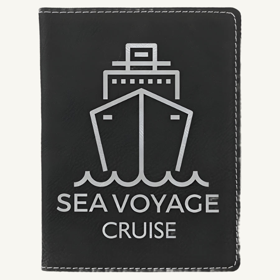 Laser engraved leatherette passport holder