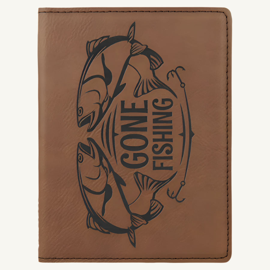 Laser engraved leatherette passport holder