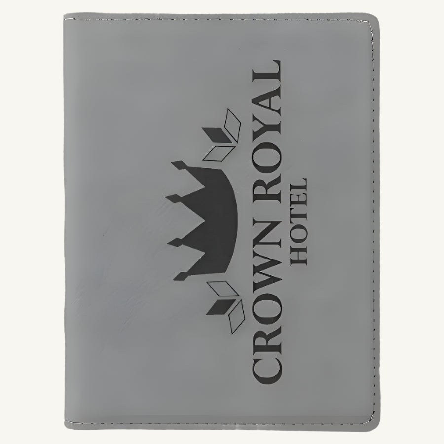 Laser engraved leatherette passport holder