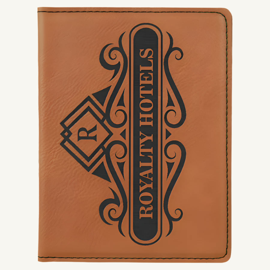 Laser engraved leatherette passport holder
