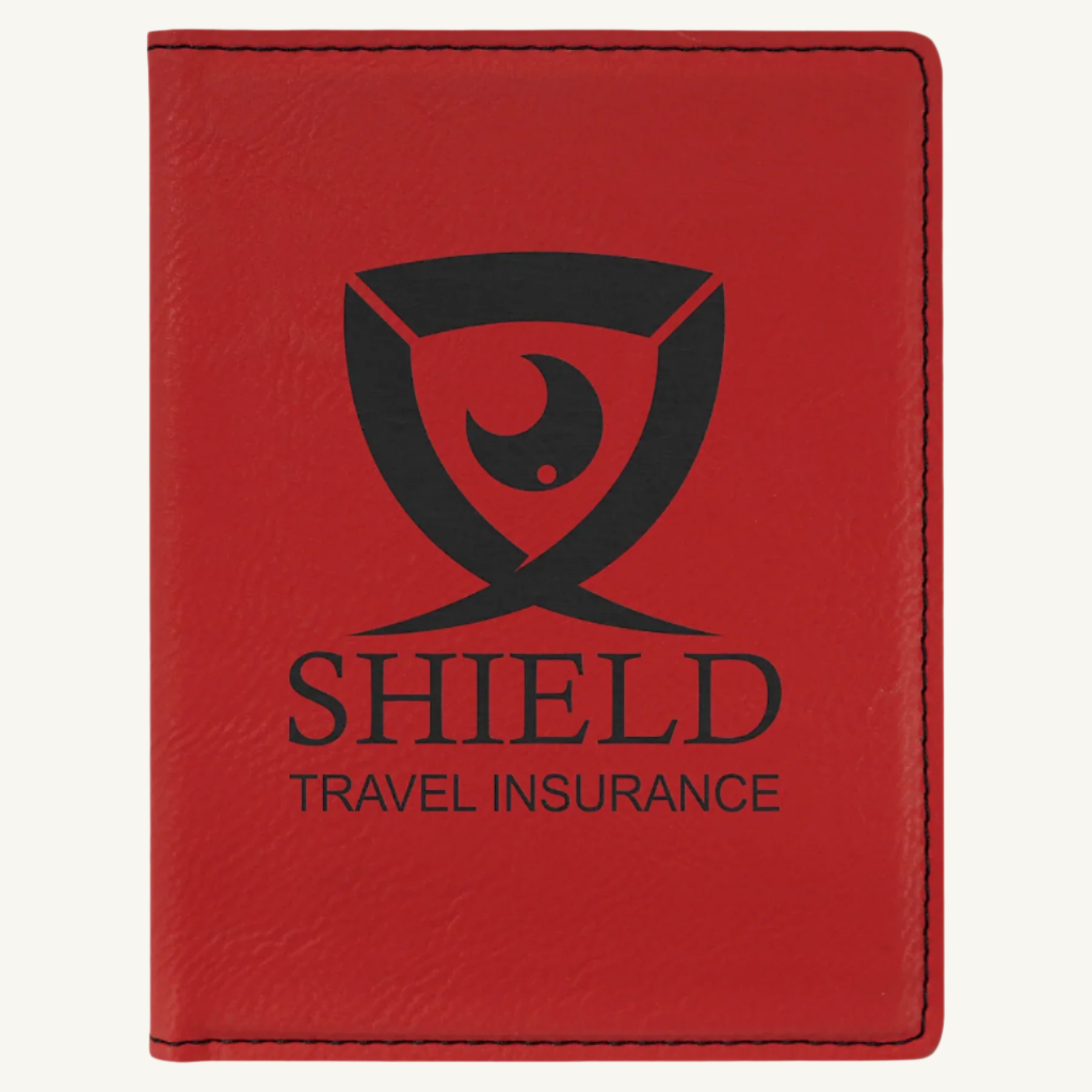 Laser engraved leatherette passport holder