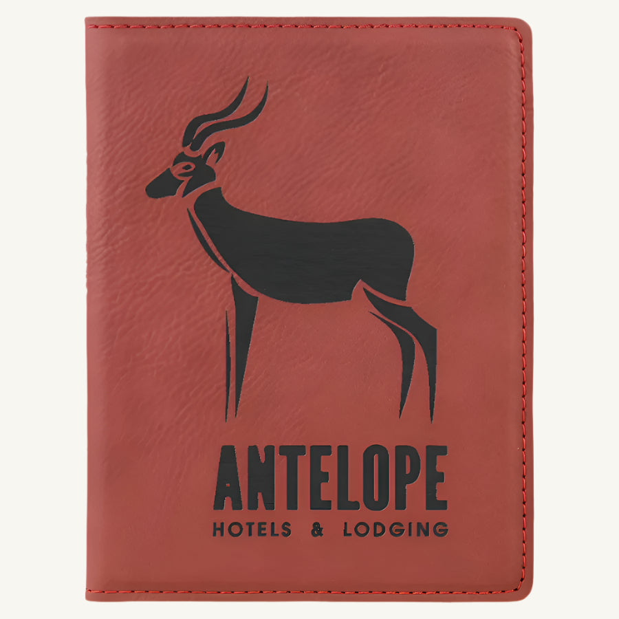 Laser engraved leatherette passport holder