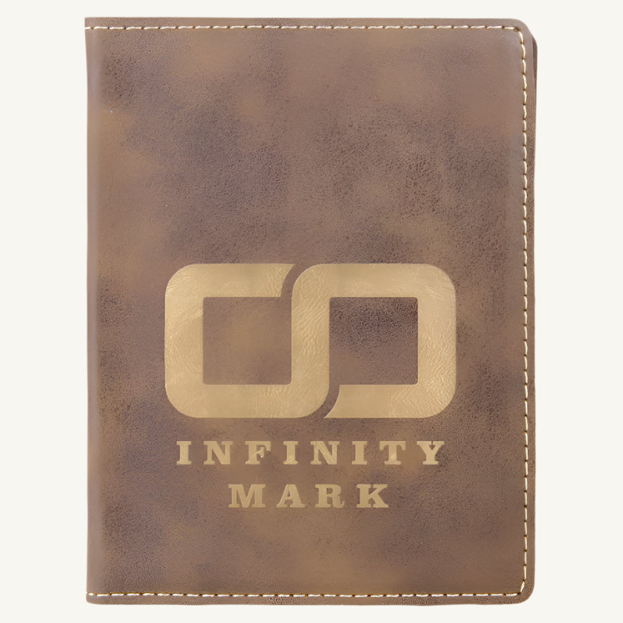 Laser engraved leatherette passport holder