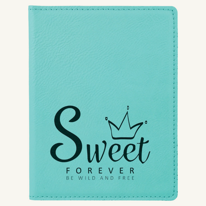Laser engraved leatherette passport holder