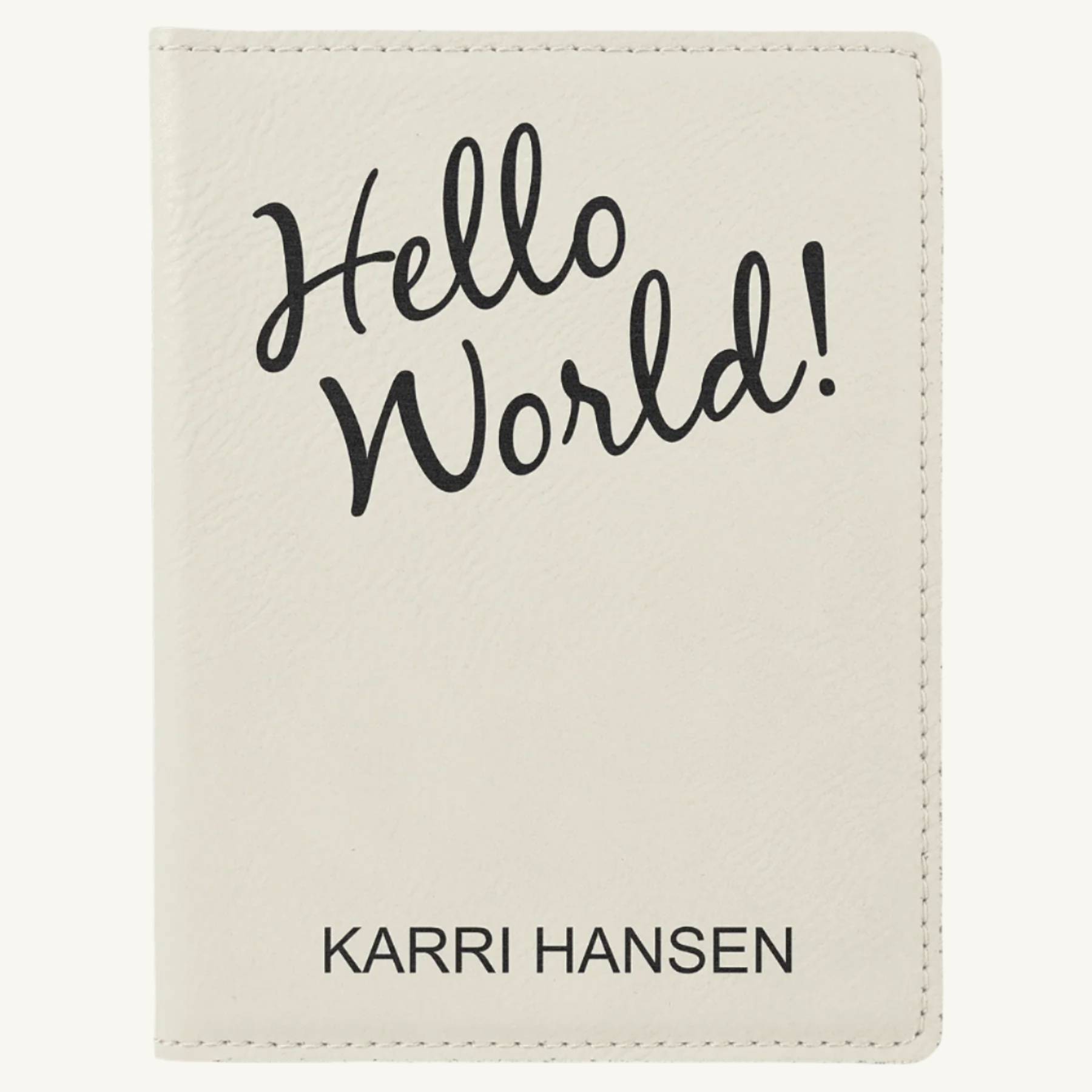 Laser engraved leatherette passport holder