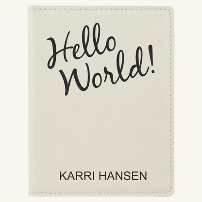 Laser engraved leatherette passport holder