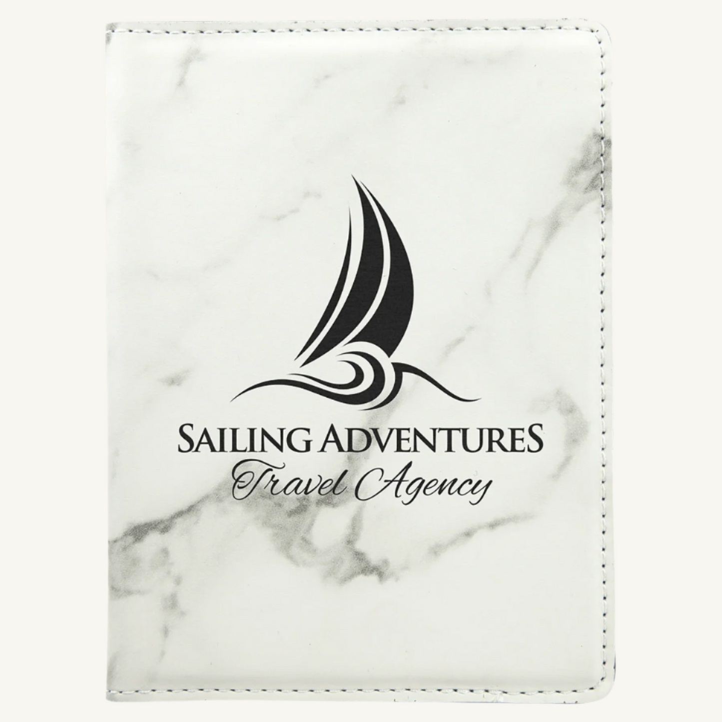 Laser engraved leatherette passport holder