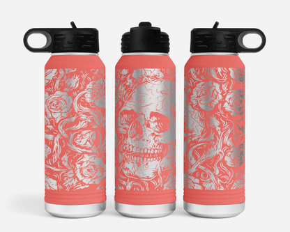 Full Wrap Skulls & Roses 32oz Polar Camel Water Bottle