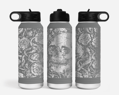 Full Wrap Skulls & Roses 32oz Polar Camel Water Bottle