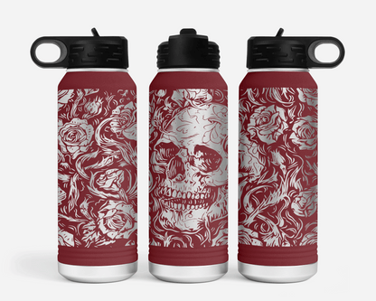Full Wrap Skulls & Roses 32oz Polar Camel Water Bottle