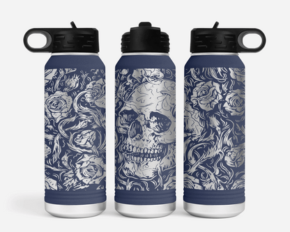 Full Wrap Skulls & Roses 32oz Polar Camel Water Bottle