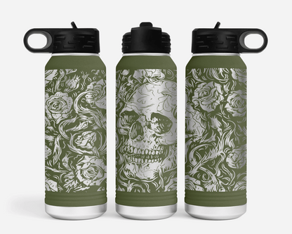 Full Wrap Skulls & Roses 32oz Polar Camel Water Bottle