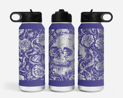 Full Wrap Skulls & Roses 32oz Polar Camel Water Bottle