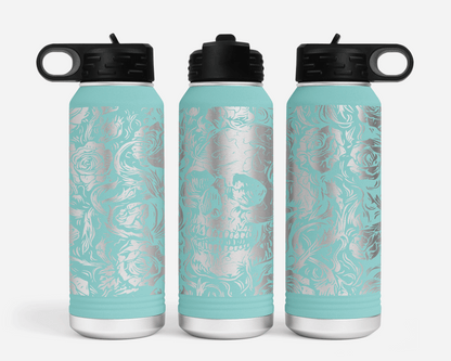 Full Wrap Skulls & Roses 32oz Polar Camel Water Bottle