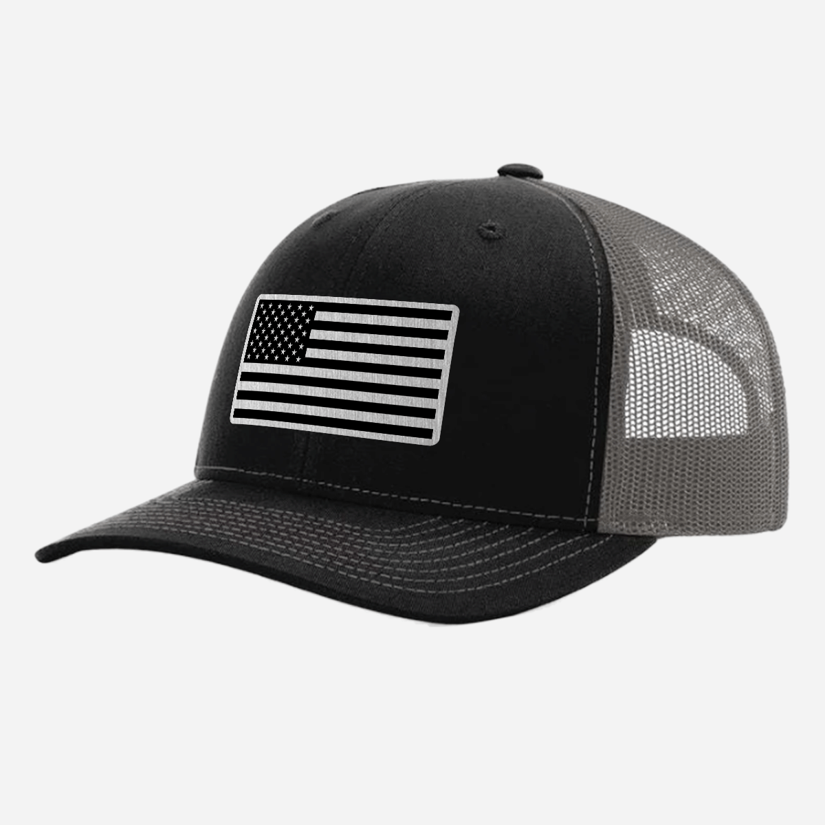 US Flag Brushed Stainless Patch Hat